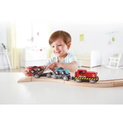 Hape Tog tilbehør - Transporttog m. racerbiler, 6 dele| Dukkehus & Legesæt