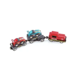 Hape Tog tilbehør - Transporttog m. racerbiler, 6 dele| Dukkehus & Legesæt