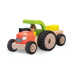 Wonderworld Traktor m. anhænger og gummihjul| Trælegetøj|Legebiler