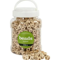 Creativ Company Træperler i spand - Bogstaver A-Z, ca. 400 stk| Sprog & Leg|Montessori