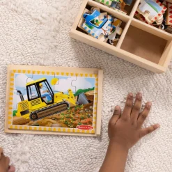 Melissa & Doug Træpuslespil m. 4 x 12 brk. - På byggepladsen| Puslespil