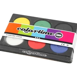 Creativ Company Vandfarver Ø5,7 cm - Basisfarver, 6 stk| Tegne- & Malegrej